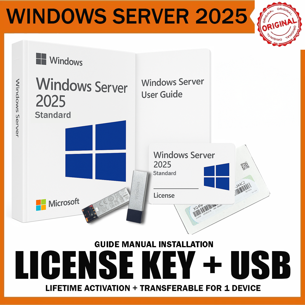 Microsoft Windows Server 2025 Standard | USB Installer + Physical License Card | Full Activation Kit